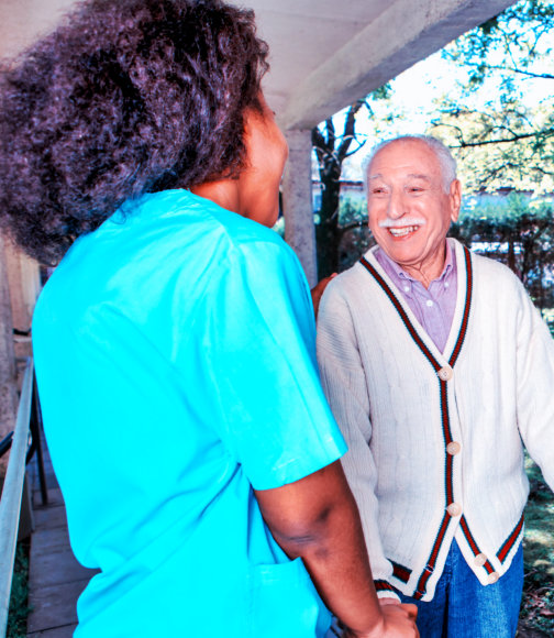 caregiver assisting the elderly