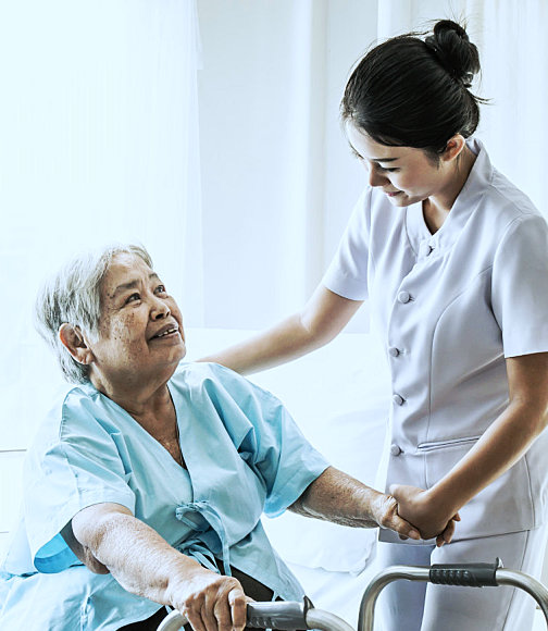 caregiver assisting the elderly